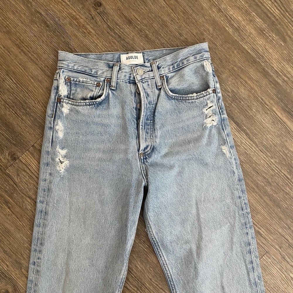 AGOLDE 90's Pinch Waist Crop Straight Leg Jean Size 24 In Nerve - Picture 5 of 11